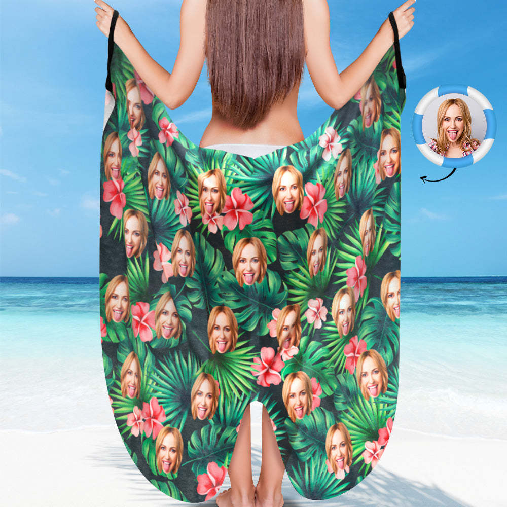 Custom Beach Wrap Hawaii Style Bikini Cover Ups Personalized Spaghetti Strap Sarongs Beach Backless Wrap Dresses - MyFaceSwimsuit