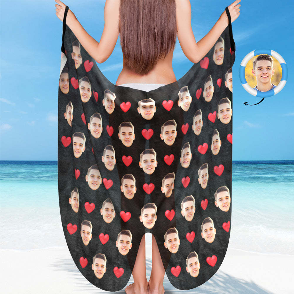 Custom Beach Wrap Heart Style Bikini Cover Ups Personalized Spaghetti Strap Beach Backless Wrap Dresses - MyFaceSwimsuit