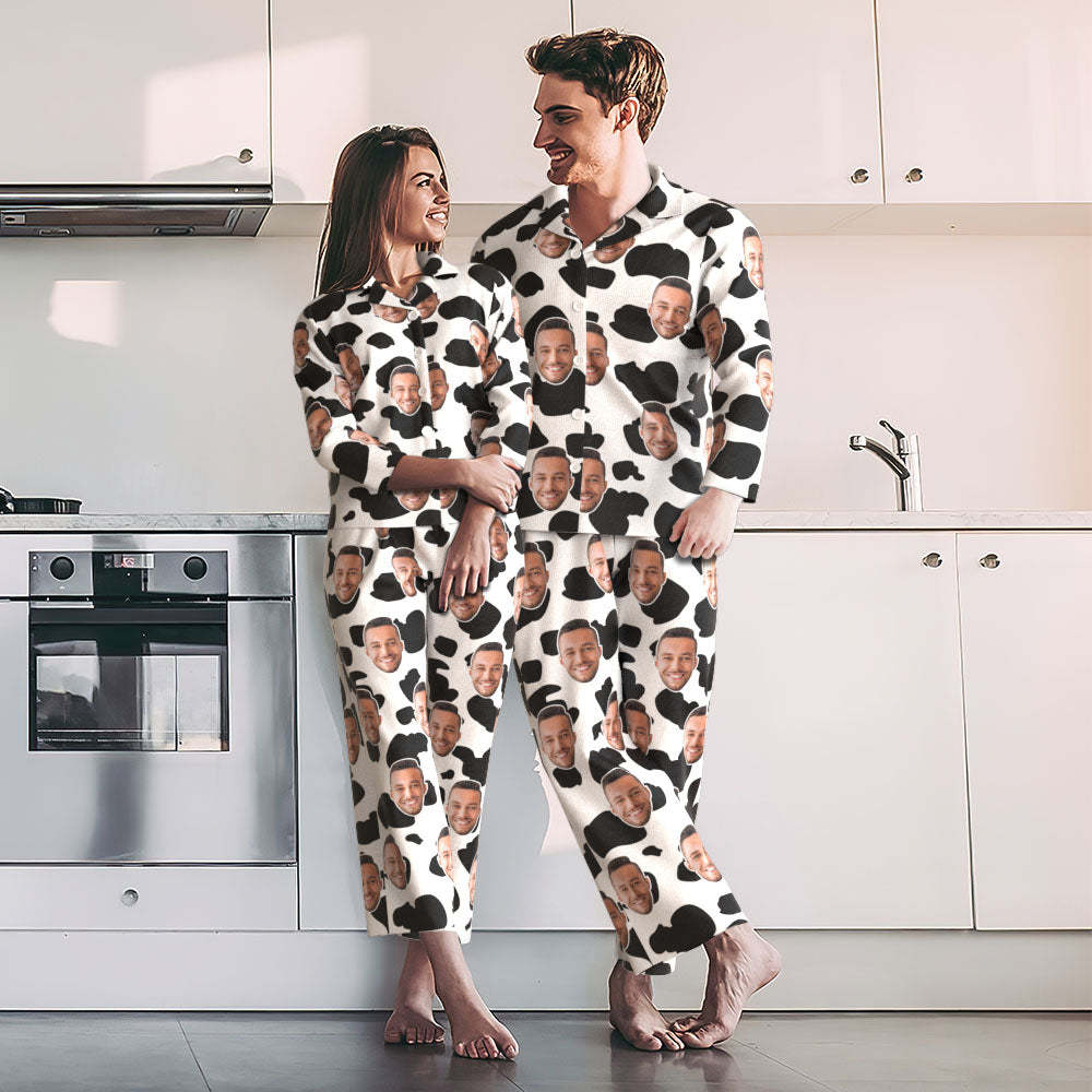 Custom Photo Face Pajama Cow Texture Funny Gifts - MyFaceSwimsuit