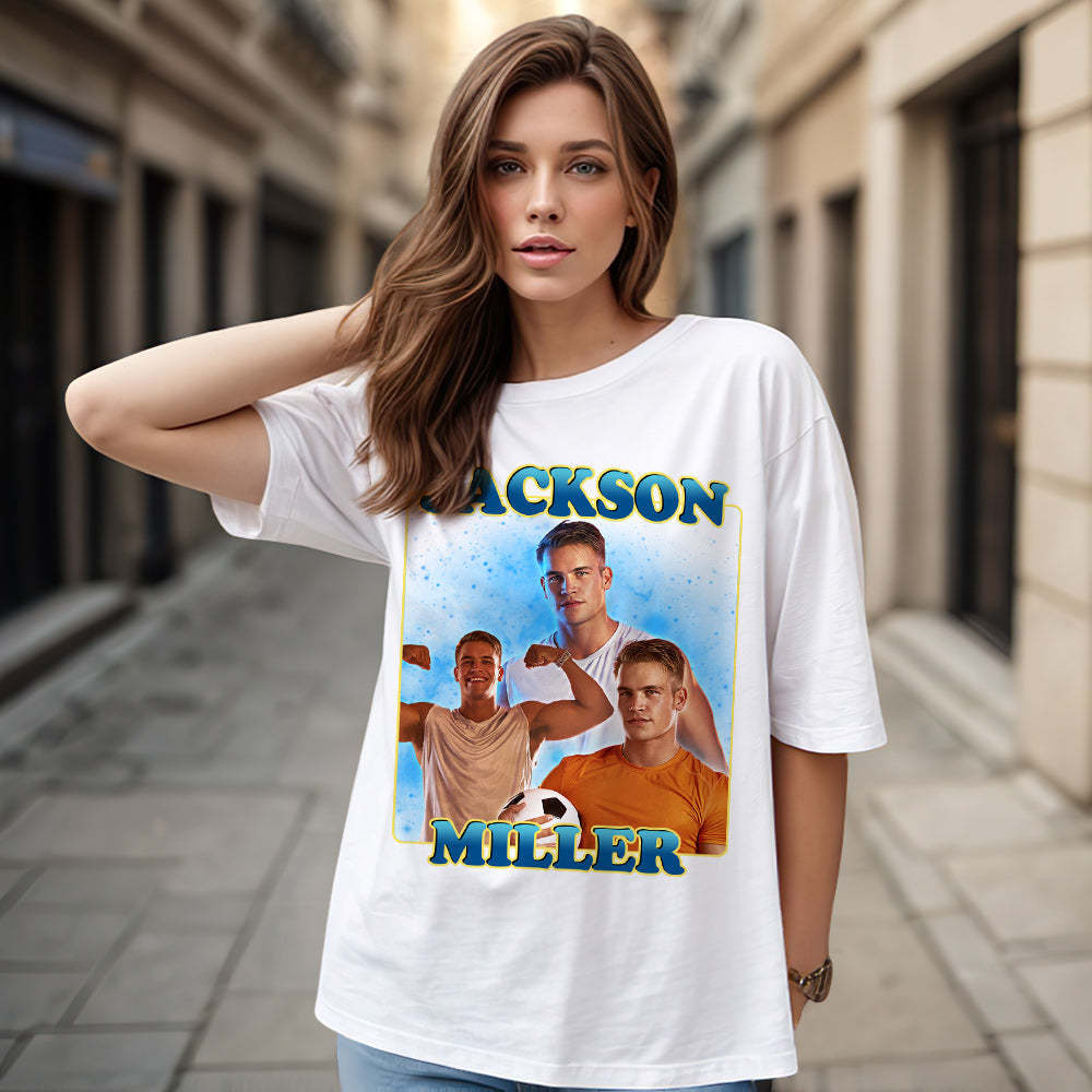 Custom 90s Bootleg Vintage Rap T Shirt Personalized Name And Photo T-shirt