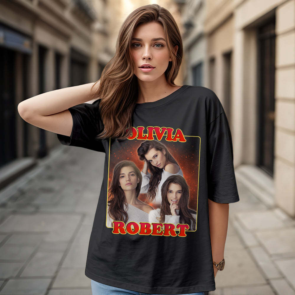 Custom 90s Bootleg Vintage Rap T Shirt Personalized Name And Photo T-shirt