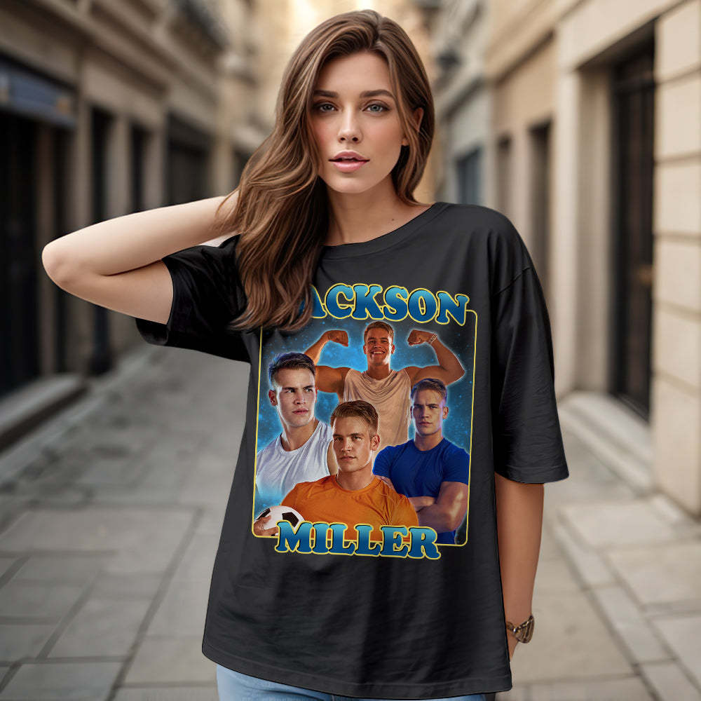 Custom 90s Bootleg Vintage Rap T Shirt Personalized Name And Photo T-shirt