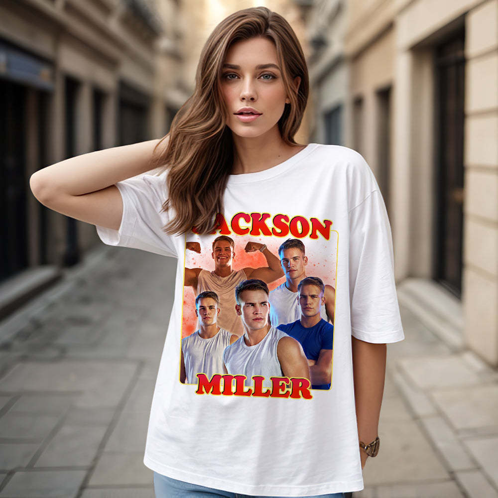 Custom 90s Bootleg Vintage Rap T Shirt Personalized Name And Photo T-shirt