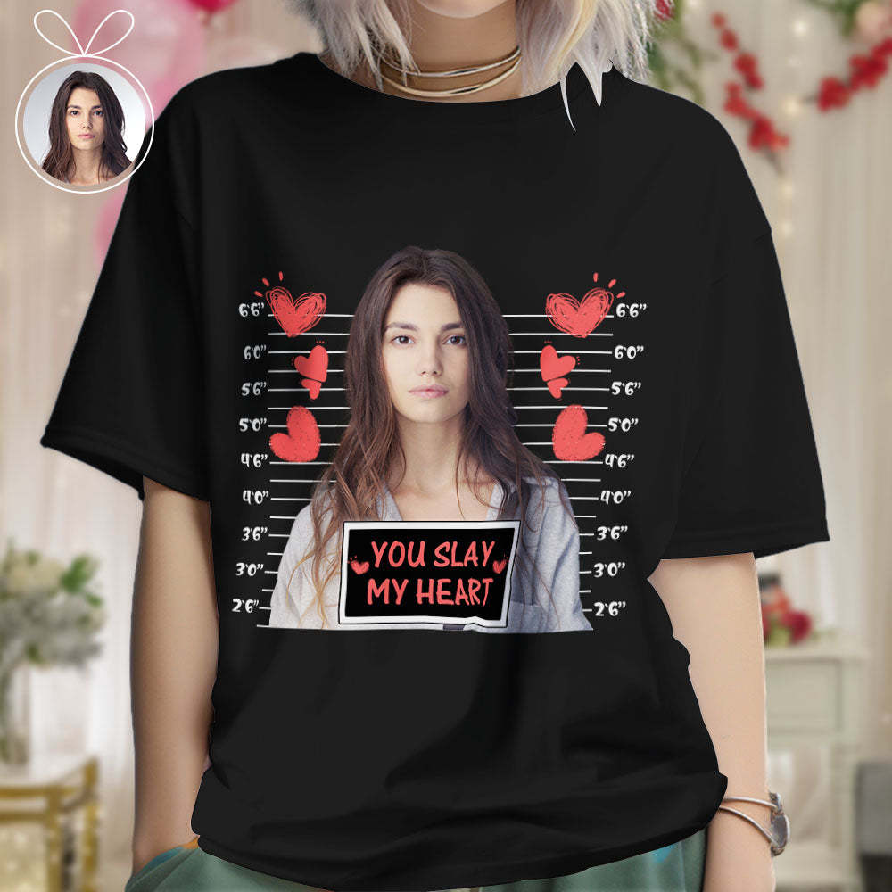 Custom Photo T-shirts Personalized Bust Photo T-shirt Valentine's Day Gifts for Couples - MyFaceSwimsuit