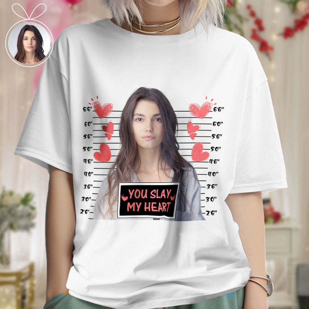 Custom Photo T-shirts Personalized Bust Photo T-shirt Valentine's Day Gifts for Couples - MyFaceSwimsuit