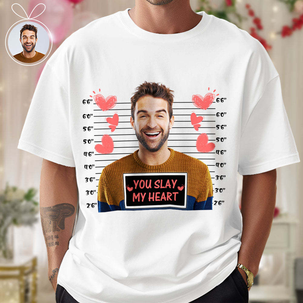 Custom Photo T-shirts Personalized Bust Photo T-shirt Valentine's Day Gifts for Couples - MyFaceSwimsuit