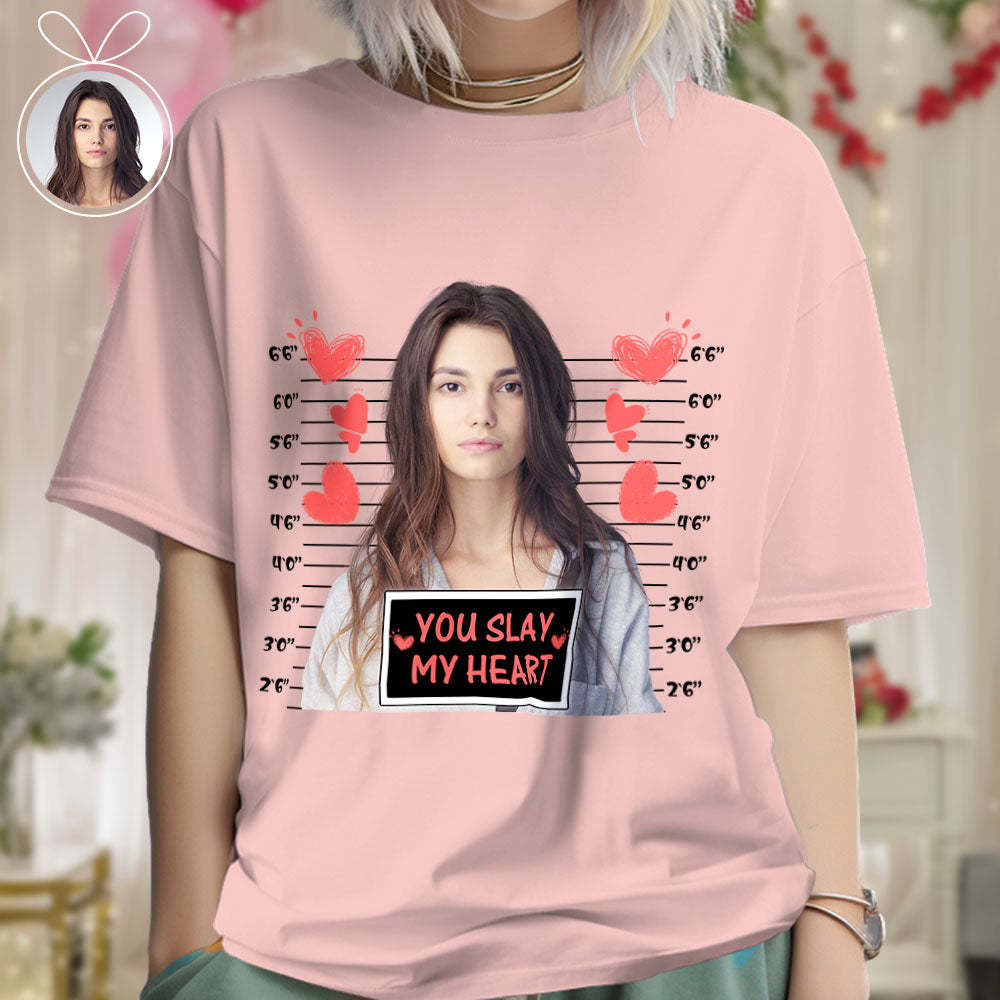 Custom Photo T-shirts Personalized Bust Photo T-shirt Valentine's Day Gifts for Couples - MyFaceSwimsuit