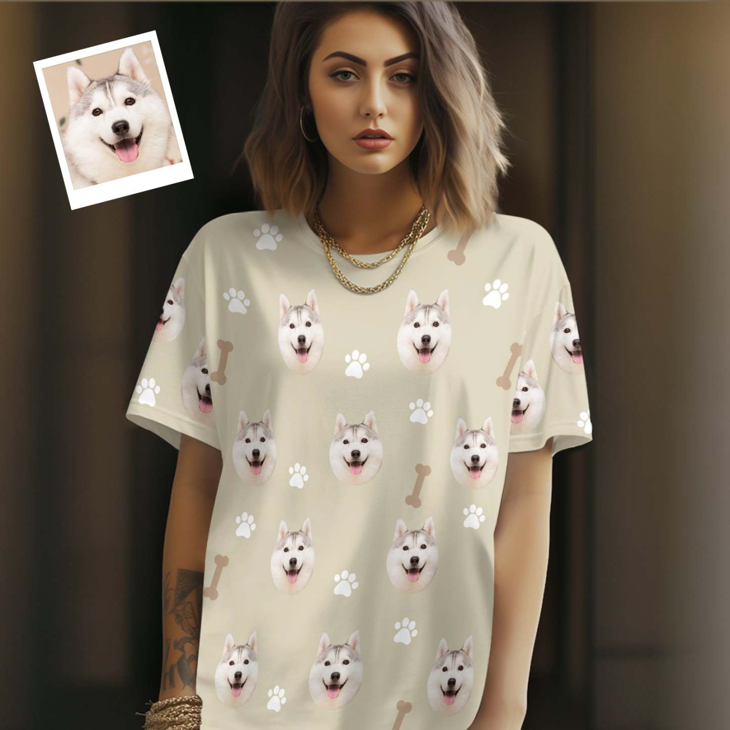 Custom Face All Over Print Tee Pet Paw Photo Print Unisex T-shirt Gift