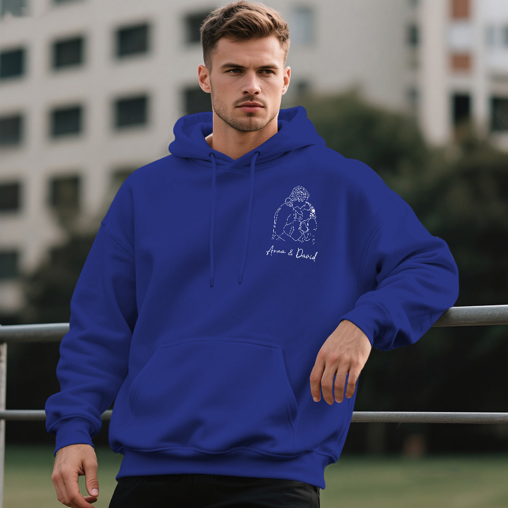 Custom Photo Hoodie Custom Line Art Hoodie Personalized Portrait Hoodie for Lover - MyFaceSwimSuit