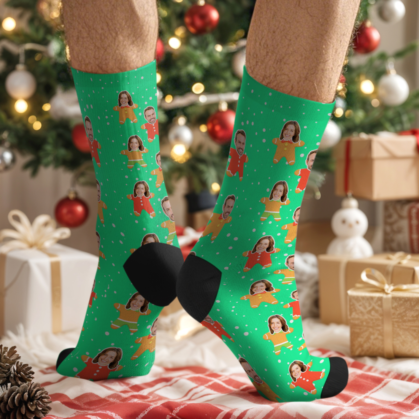 Custom Photo Christmas Stocking Personalized Xmas Socks Gift Personalized Christmas Gift - MyFaceSwimSuit