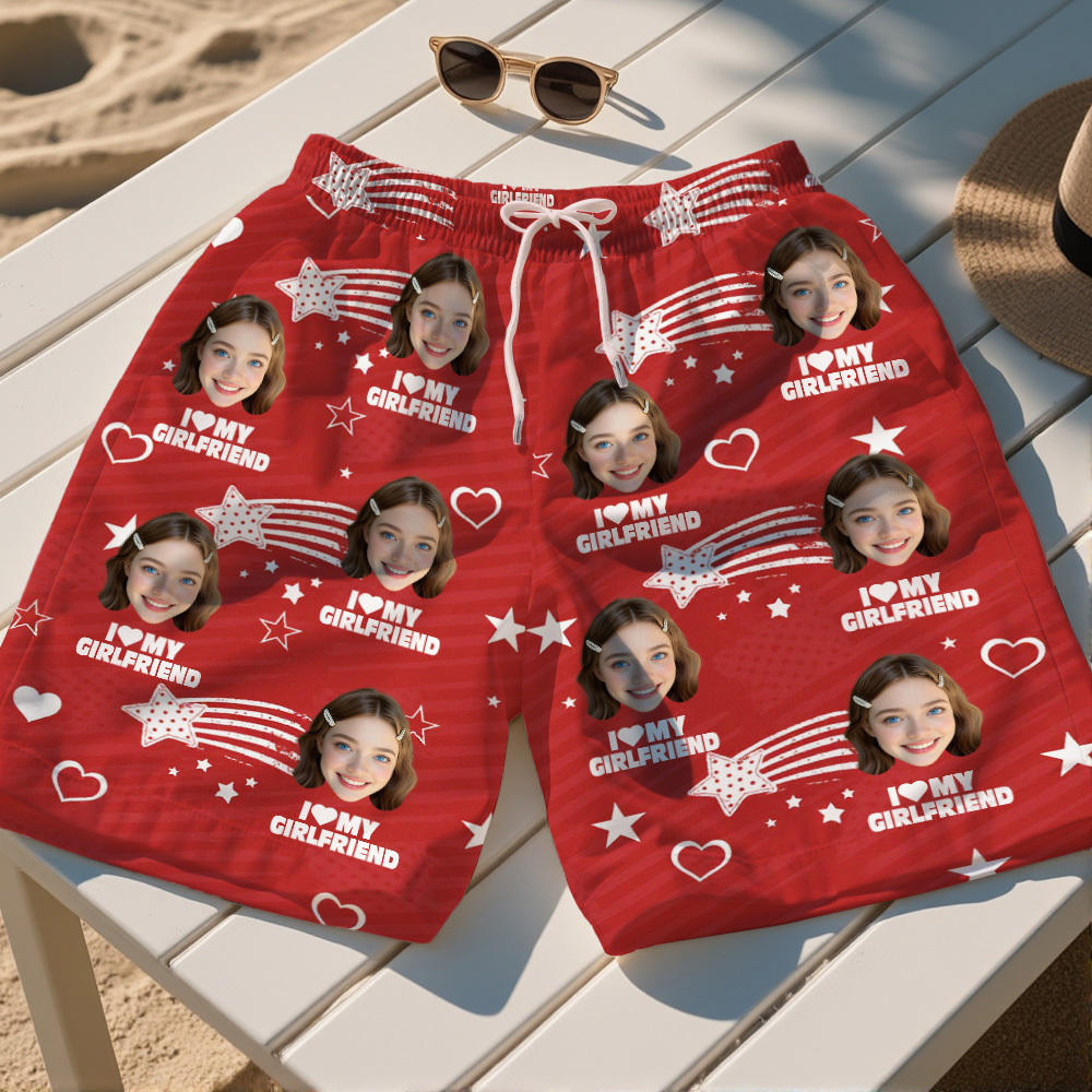 Custom Face Swim Trunks Personalized Men's Summer Beach Shorts Custom Photo Swim Trunk for Lover