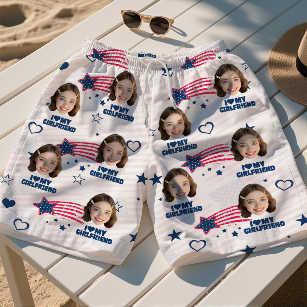 Custom Face Swim Trunks Personalized Men's Summer Beach Shorts Custom Photo Swim Trunk for Lover