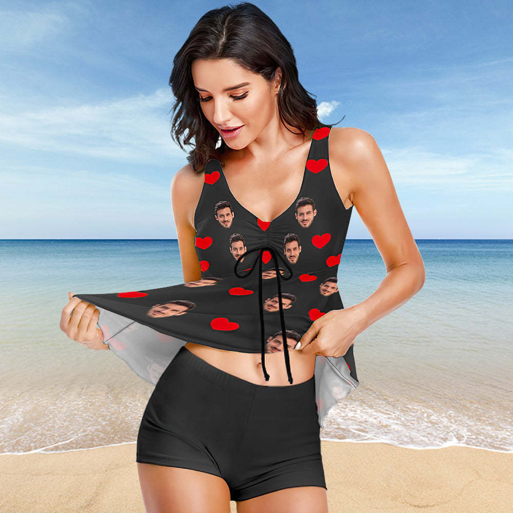 Custom Face Swimsuit Love Heart Sexy Tankini Bathing Suit Gift for Women - MyFaceSwimsuit