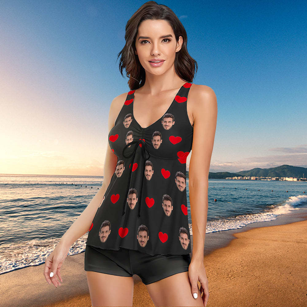 Custom Face Swimsuit Love Heart Sexy Tankini Bathing Suit Gift for Women - MyFaceSwimsuit