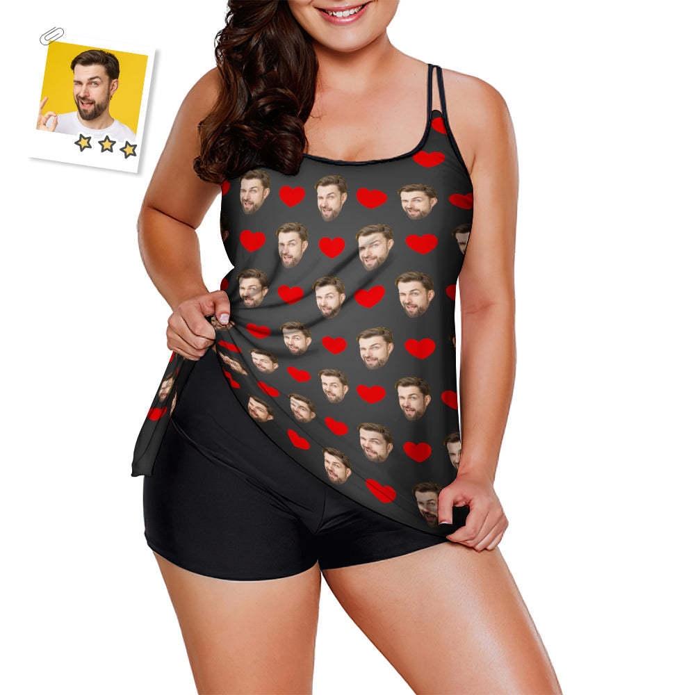 Custom Face Boyfriend Swimsuit Tankini Bathing Suit 2 Piece Swmsuit for Women - MyFaceSwimsuit