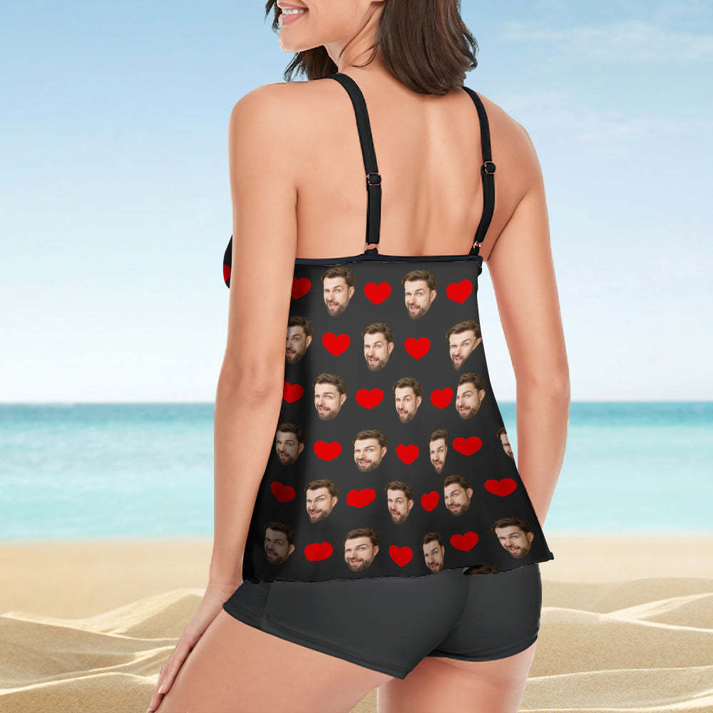 Custom Face Boyfriend Swimsuit Tankini Bathing Suit 2 Piece Swmsuit for Women - MyFaceSwimsuit