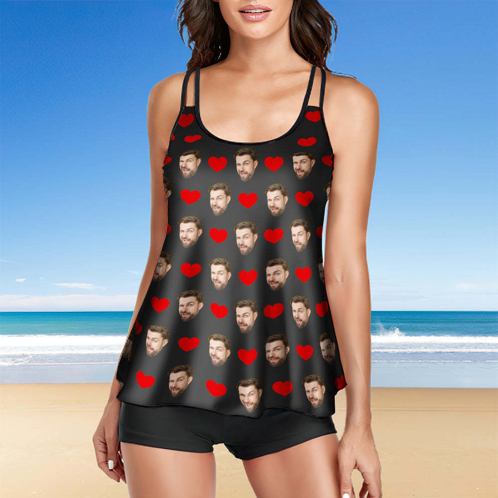 Custom Face Boyfriend Swimsuit Tankini Bathing Suit 2 Piece Swmsuit for Women - MyFaceSwimsuit