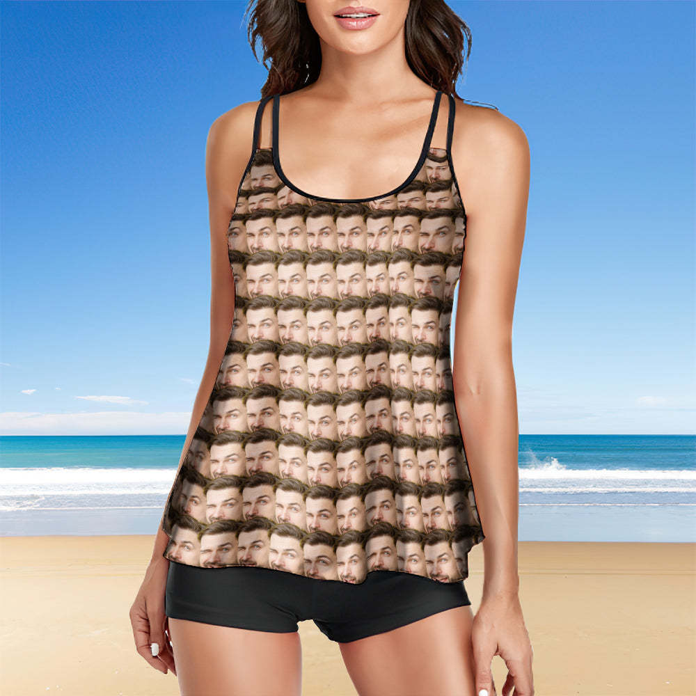 Custom Face Swimwear Sweet Lover Tankini Bathing Suit for Women 2 Piece Swmsuit - MyFaceSwimsuit