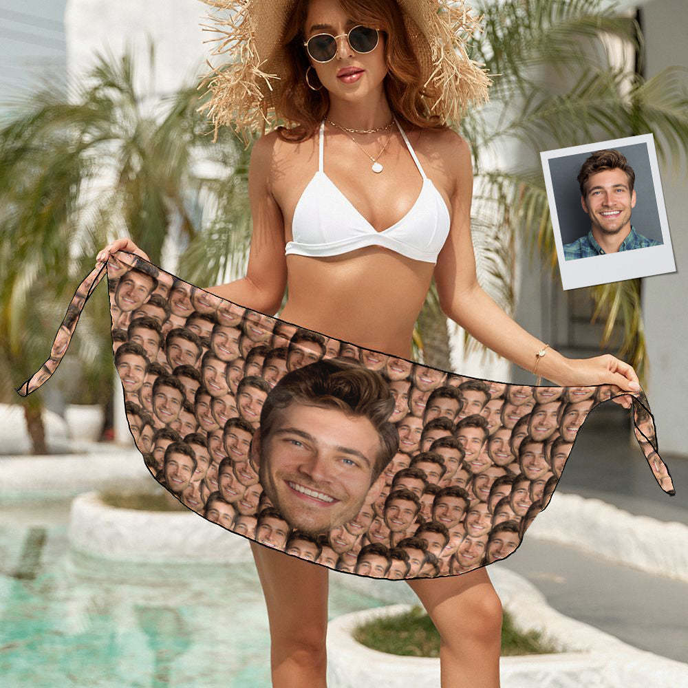 Custom Big Face Beach Wrap Women Short Sarongs Gifts for Her -