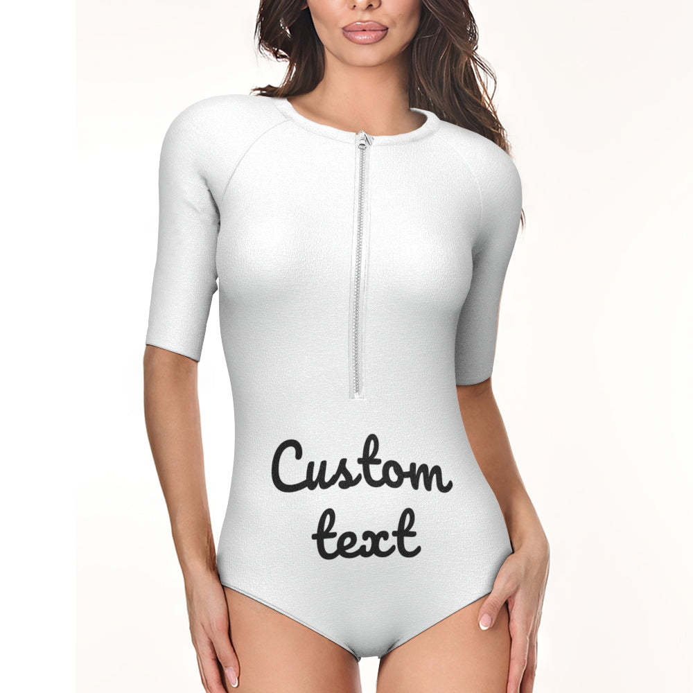 Custom Swimsuit One Piece Swimwear Personalized Half Sleeve Swimsuit - MyFaceSwimsuit