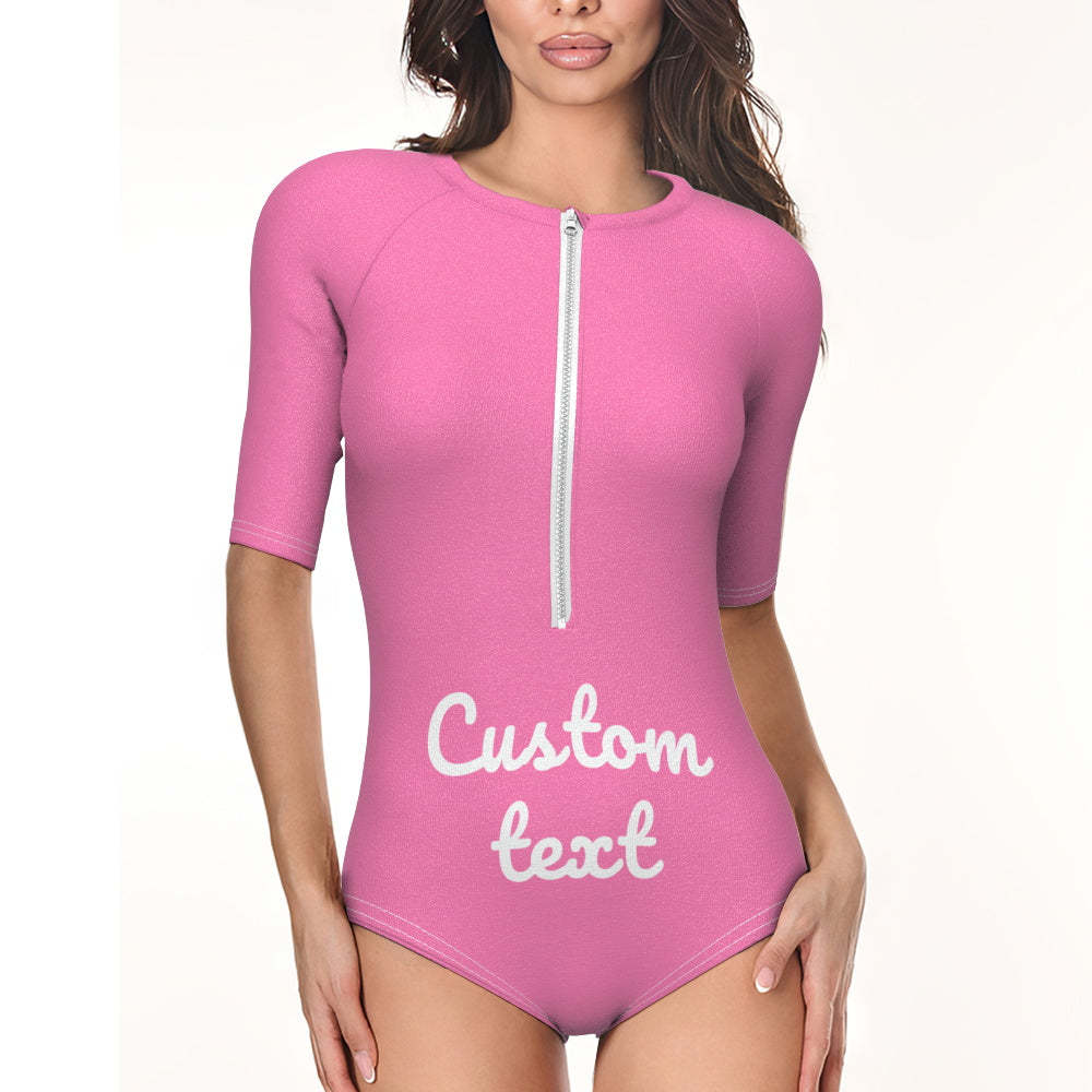 Custom Swimsuit One Piece Swimwear Personalized Half Sleeve Swimsuit - MyFaceSwimsuit