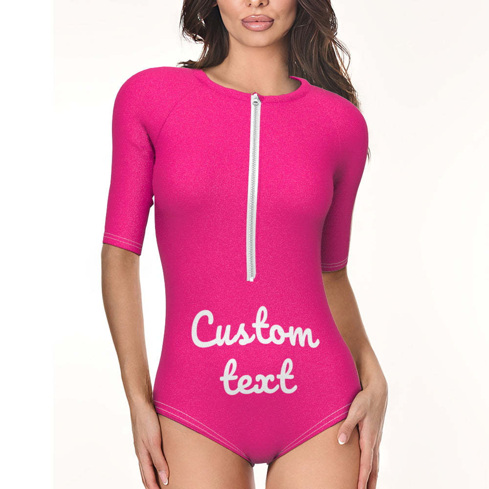 Custom Swimsuit One Piece Swimwear Personalized Half Sleeve Swimsuit - MyFaceSwimsuit