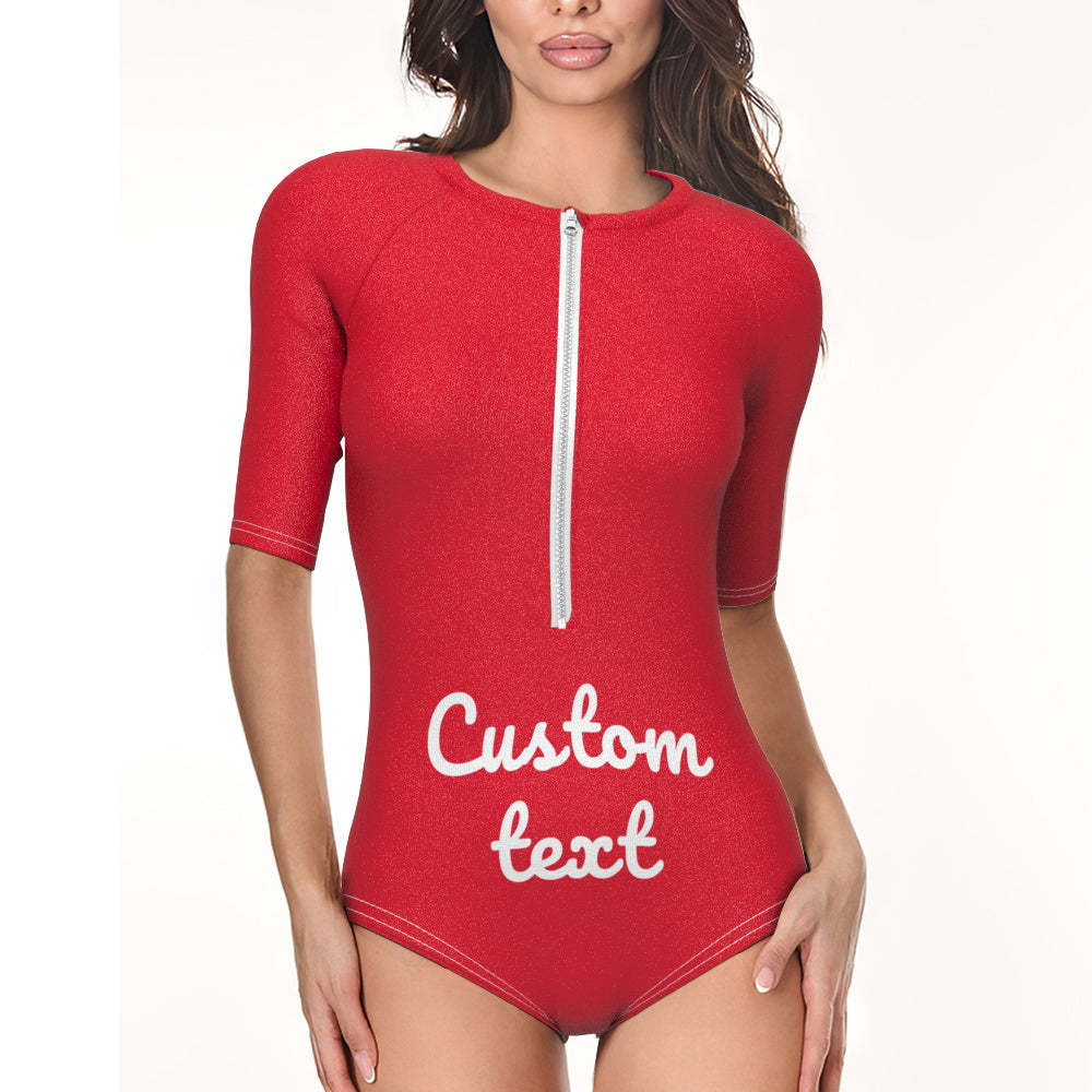 Custom Swimsuit One Piece Swimwear Personalized Half Sleeve Swimsuit - MyFaceSwimsuit