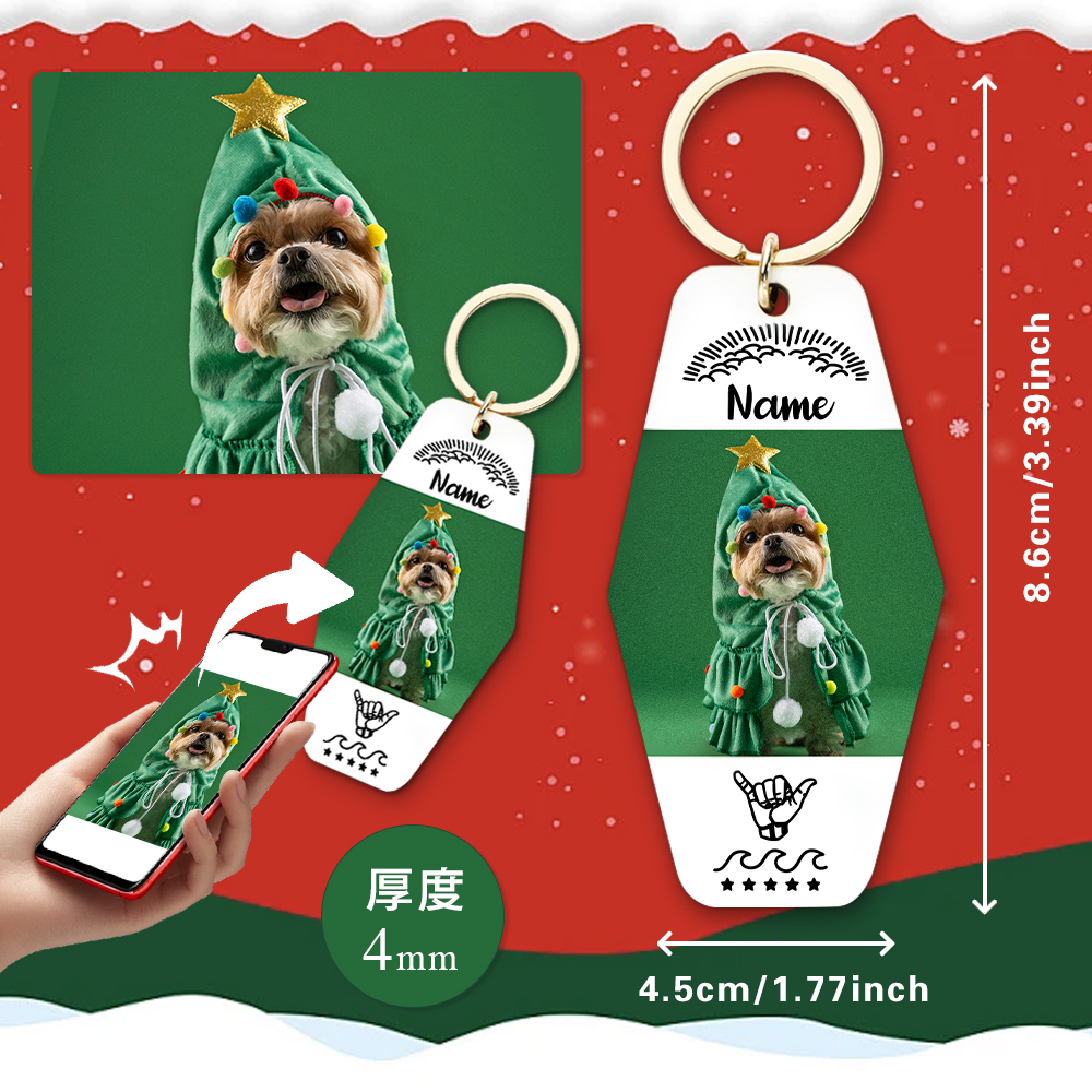 Custom Christmas Tag Keychain Personalized Name Gift Personalized Name Key Ring - MyFaceSwimSuit
