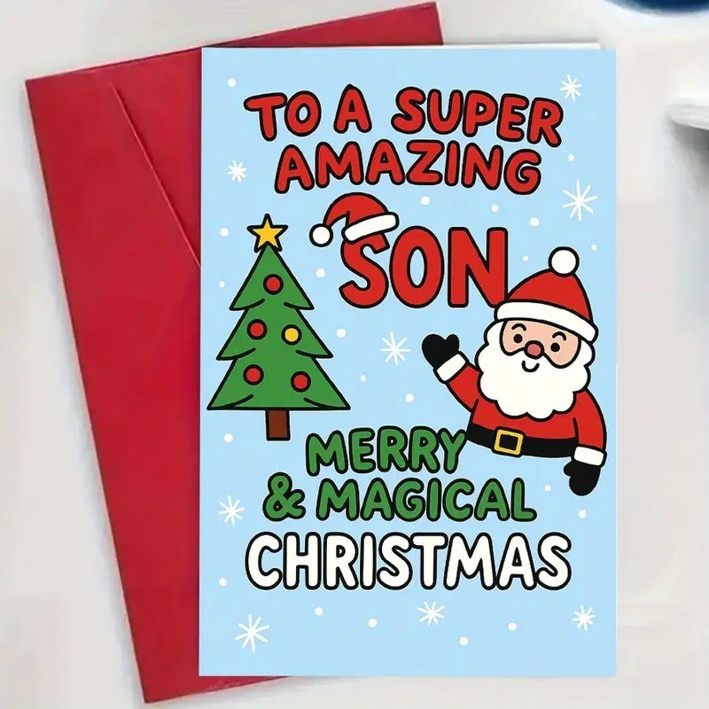 Cute Santa Greeting Card Christmas Gift Card Christmas Wishes Card - MyFaceSwimSuit