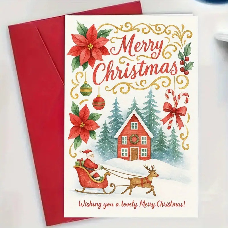 Classic Christmas Card Happy Holidays Card Christmas Wishes Card - MyFaceSwimSuit