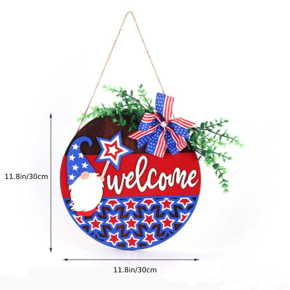 4th of July Pentagram Welcome Door Sign Independence Day Decorations Front Door Hanger - GiftLab