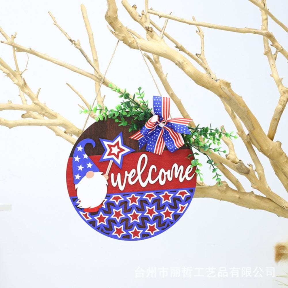 4th of July Pentagram Welcome Door Sign Independence Day Decorations Front Door Hanger - GiftLab