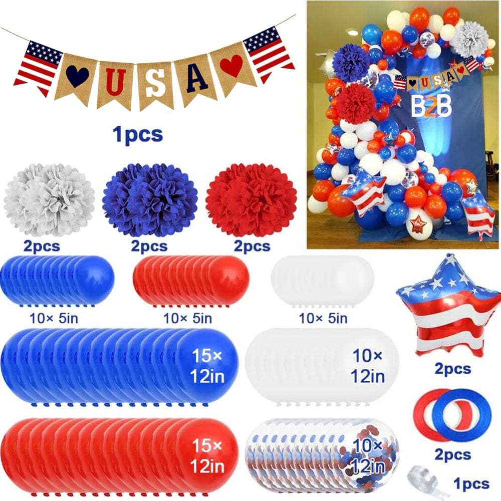 4th of July Balloons Kits Patriotic Independence Day Balloons Party Supplies - GiftLab