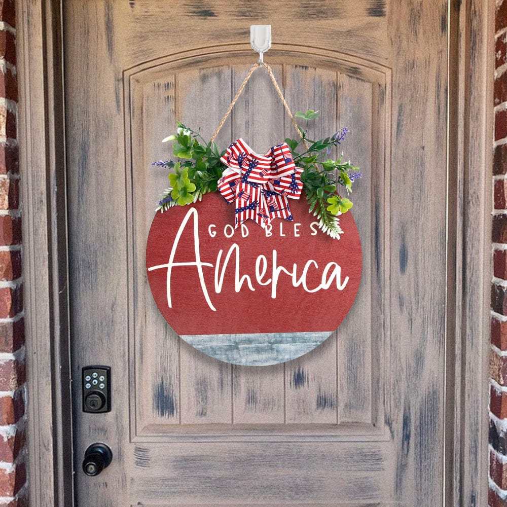 4th of July Welcome Door Sign Independence Day Decorations Front Door Hanger Gifts - GiftLab