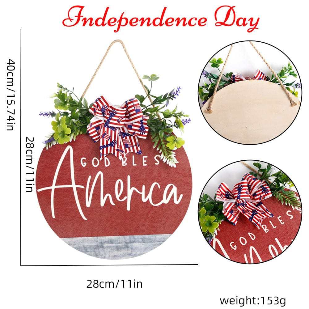 4th of July Welcome Door Sign Independence Day Decorations Front Door Hanger Gifts - GiftLab