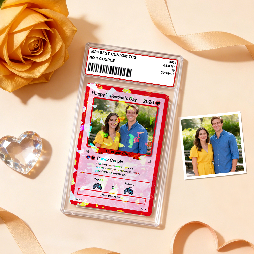 Personalized Valentine’s Day Power Couple Card, Custom Anniversary Card Couple Photo Anime Style, Best Valentine's Day Gift for Lover