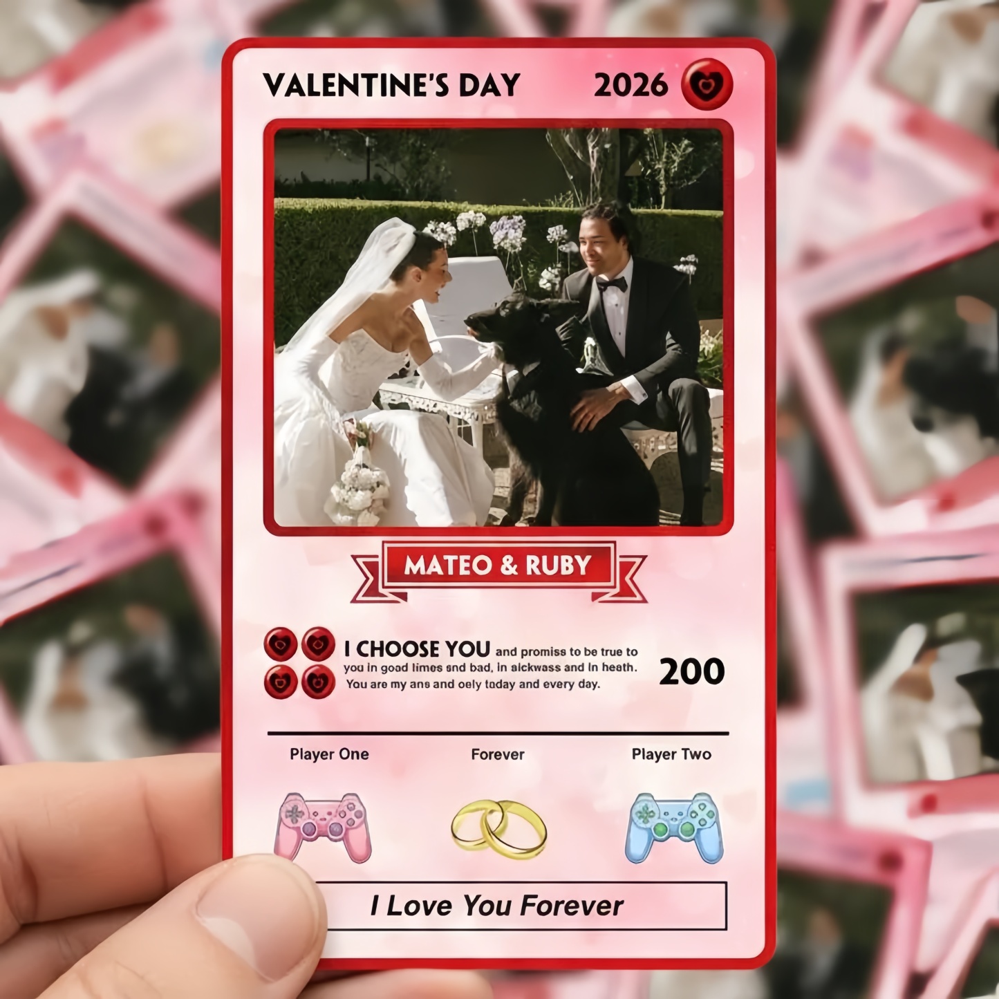 Personalized Valentine’s Day Power Couple Card, Custom Anniversary Card Couple Photo Anime Style, Best Valentine's Day Gift for Lover