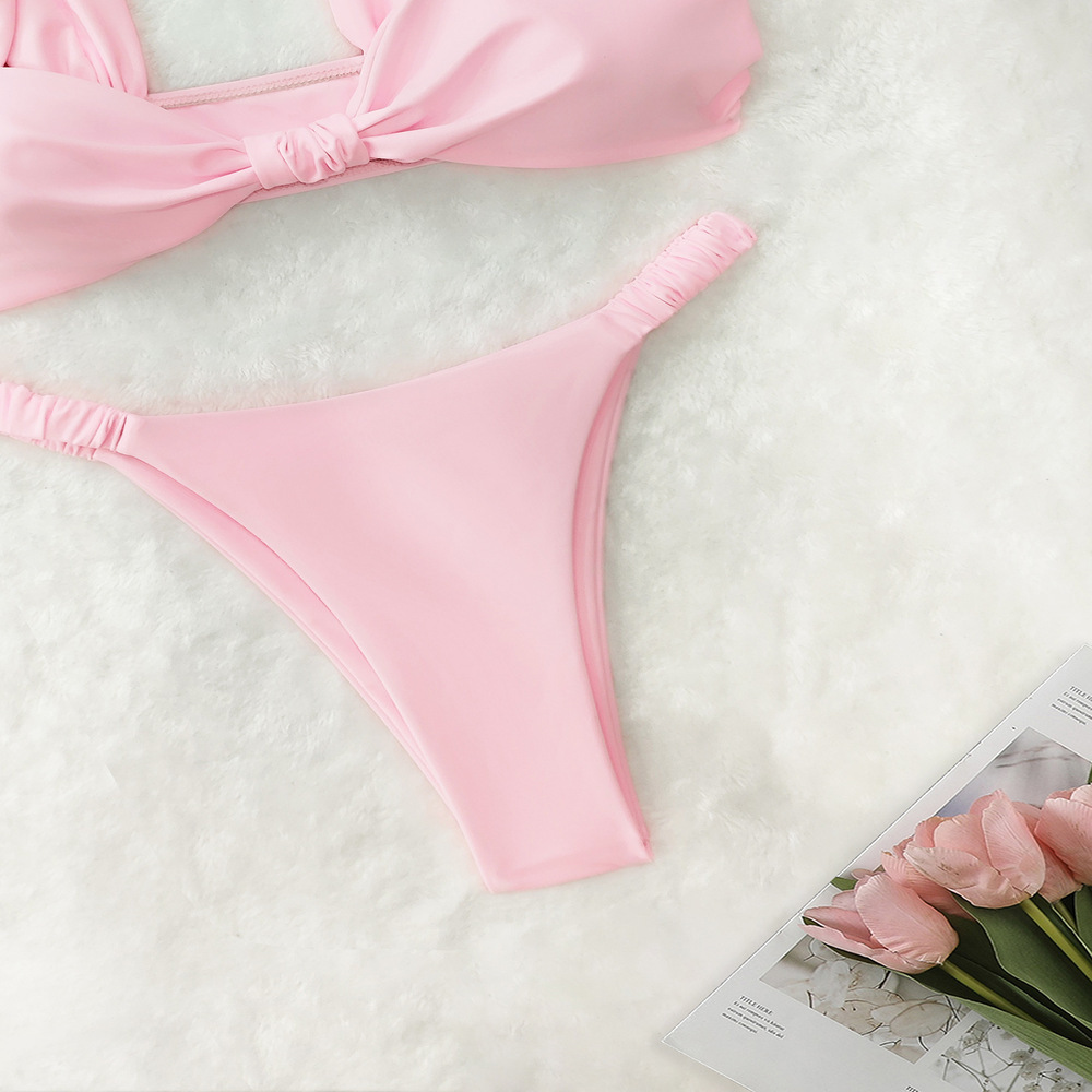 Solid Color Sexy Bikini Set Minimalist Two-Piece Swimsuit for Women