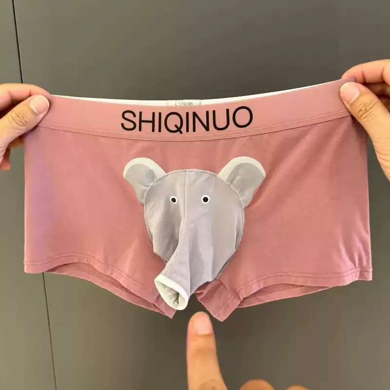 Funny Elephant Trunk Underwear for Men Novelty Animal Boxer Briefs Hilarious Gag Gift for Him