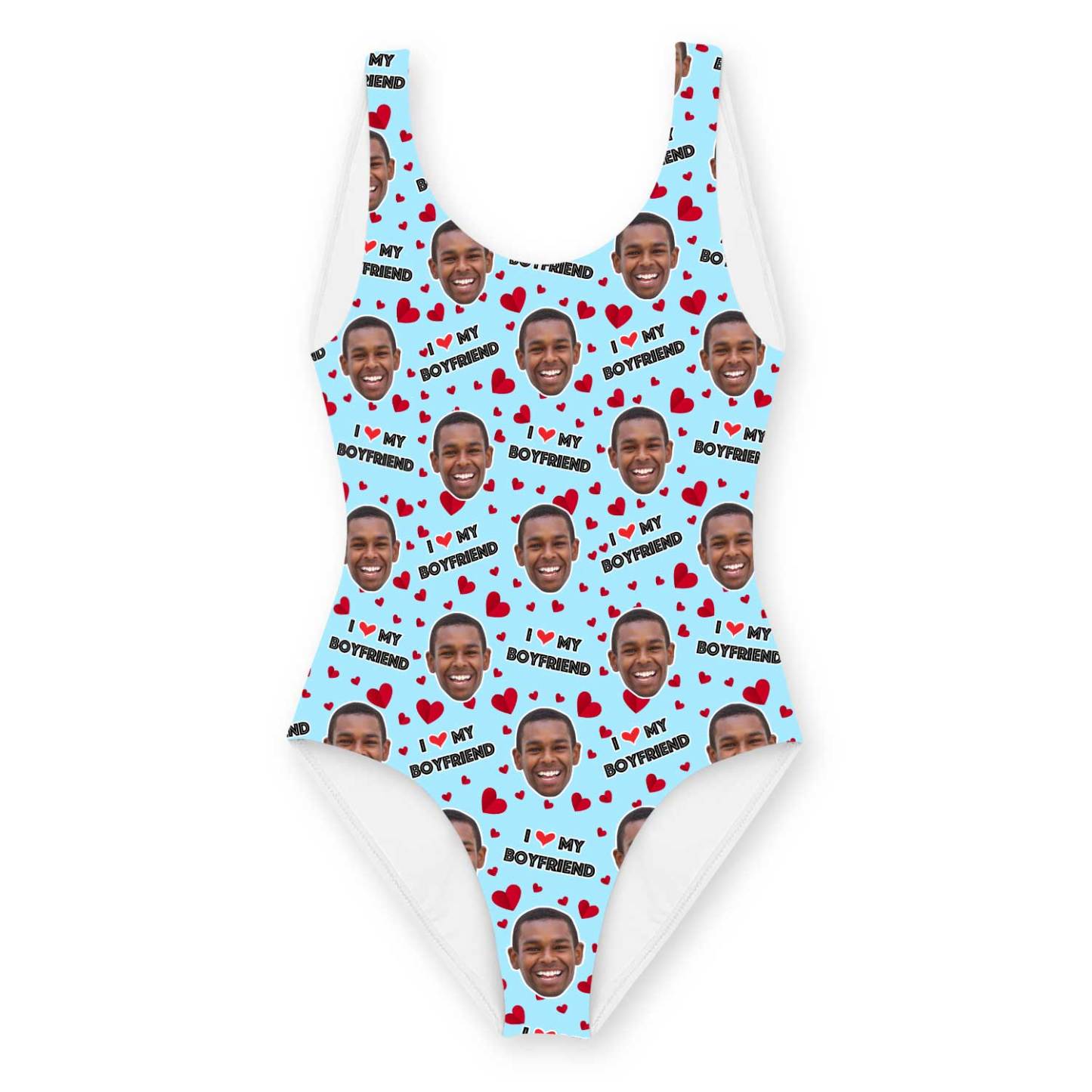 Custom Face Swimsuit I Love My Boyfriend Swimsuit Personalised With Face