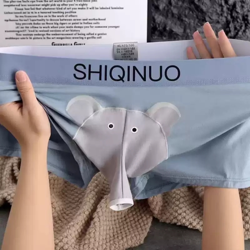 Funny Elephant Trunk Underwear for Men Novelty Animal Boxer Briefs Hilarious Gag Gift for Him