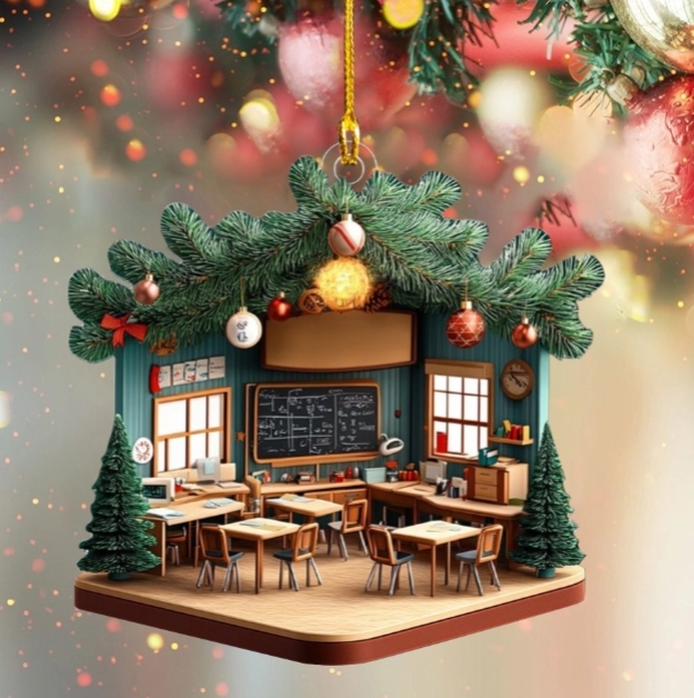 Personalized 2D Teacher Classroom Christmas Ornament Gift For Teacher
