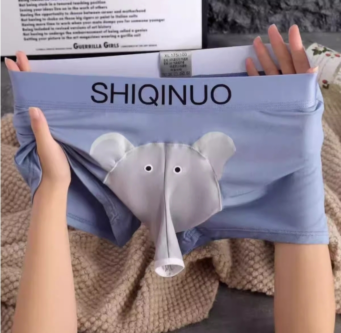 Funny Elephant Trunk Underwear for Men Novelty Animal Boxer Briefs Hilarious Gag Gift for Him