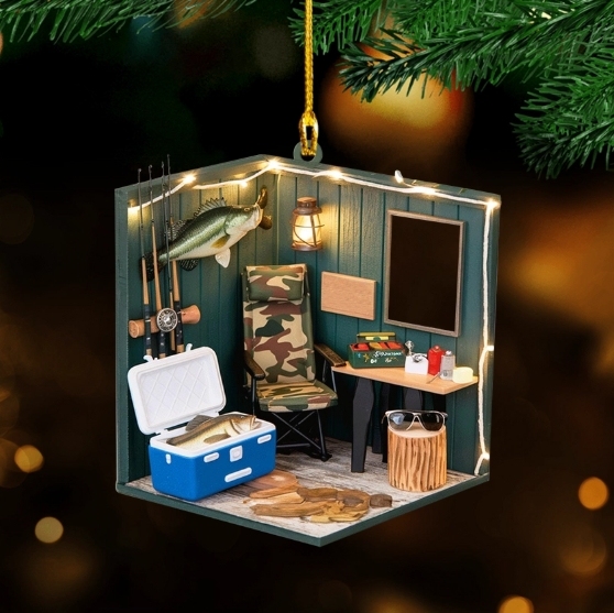 Personalized Fishing Shack Christmas Ornament Gift For Fishing Lovers Christmas Gifts for Dad