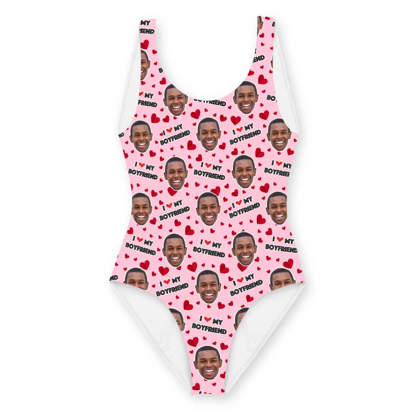 Custom Face Swimsuit I Love My Boyfriend Swimsuit Personalised With Face