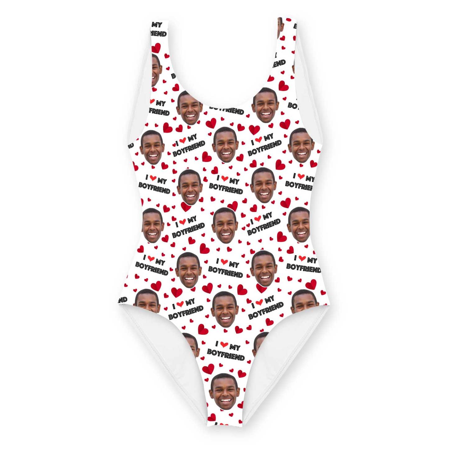 Custom Face Swimsuit I Love My Boyfriend Swimsuit Personalised With Face