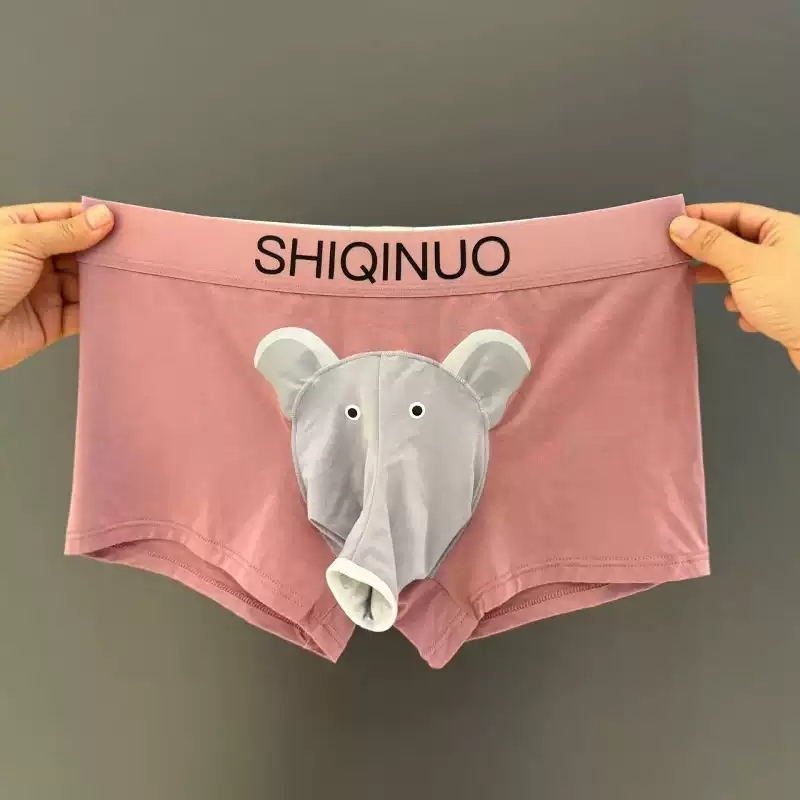 Funny Elephant Trunk Underwear for Men Novelty Animal Boxer Briefs Hilarious Gag Gift for Him