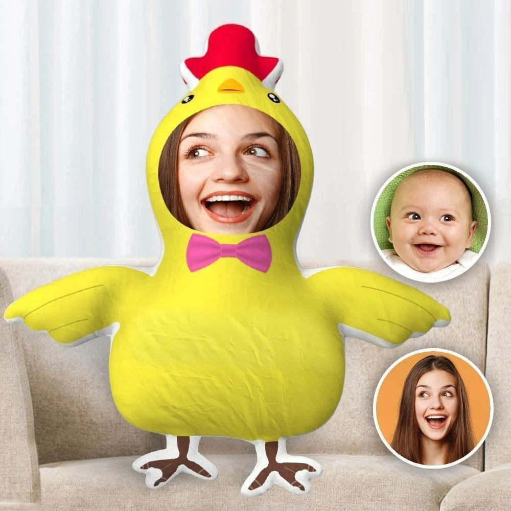 Custom Body Pillow Two Photos Double Sided Custom Text Pillow Gift Funny Chick Shaped