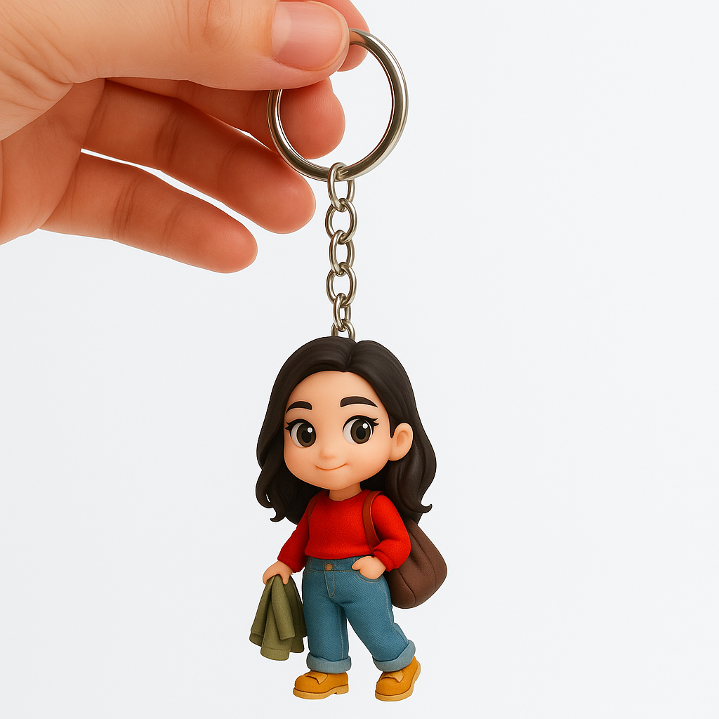 Custom Photo to 3D Keychain Figurine Cute Mini Doll Christmas Present for Boyfriend Girlfriend - 