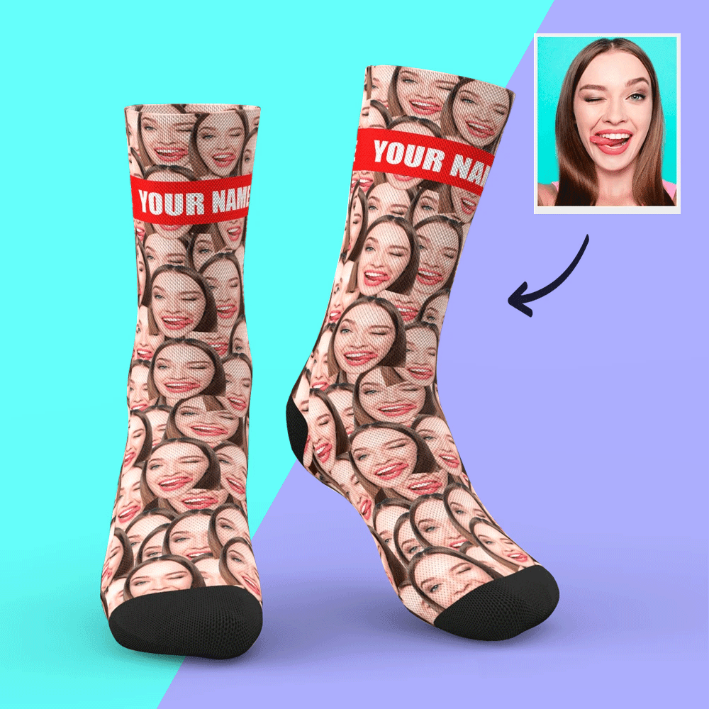 Custom Face Mash Socks With Your Text